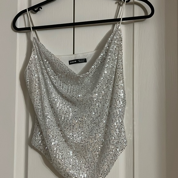 COPY - Beautiful, sequin camisole silver - Picture 1 of 2